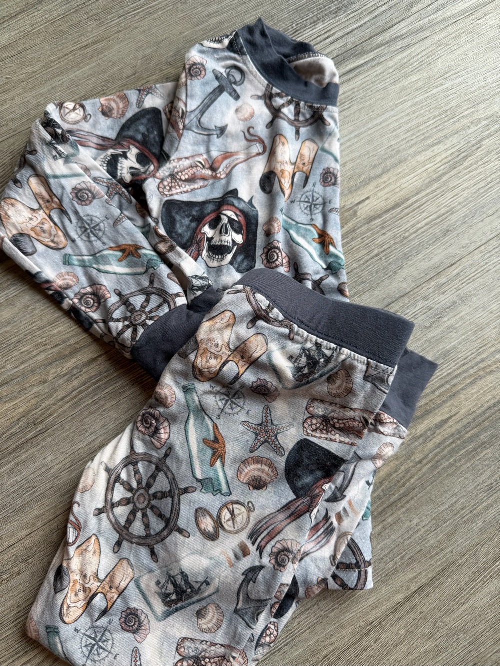 Kids Pirate Nautical Print Jogger Pajama Pants - Gray